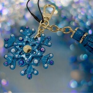 Faux Pearl Embellished Brahmin Snowflake Tassel Bag Charm, Vibrant Azure NWT